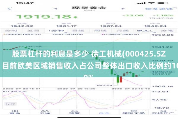 股票杠杆的利息是多少 徐工机械(000425.SZ)：目前欧美区域销售收入占公司整体出口收入比例约10%