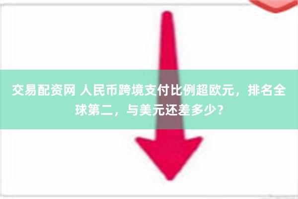 交易配资网 人民币跨境支付比例超欧元，排名全球第二，与美元还差多少？