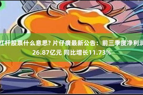 杠杆股票什么意思? 片仔癀最新公告：前三季度净利润26.87亿元 同比增长11.73%