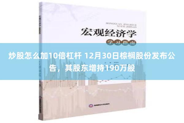 炒股怎么加10倍杠杆 12月30日棕榈股份发布公告，其股东增持190万股